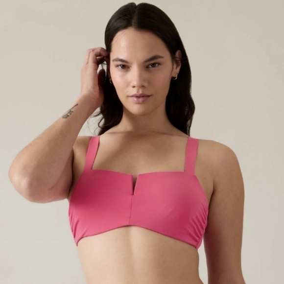 NWOT Athleta square neck V bikini top in Tulip pink - Picture 3 of 13